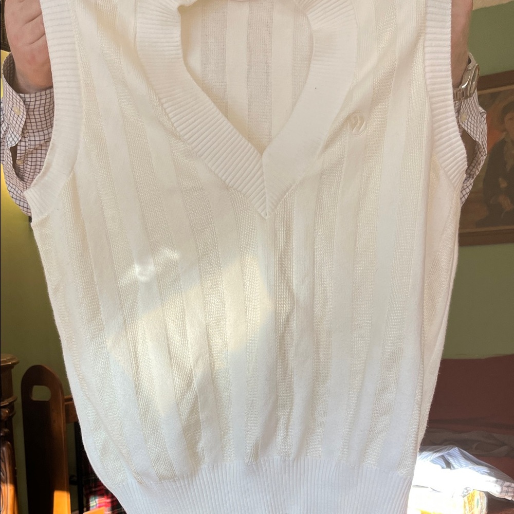 Vintage Wimbledon White sweater vest (rayon/cotton).  Size XL.